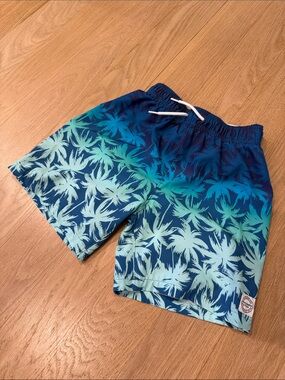 abercrombie kids blue and aqua palm swim shorts Boys Sz 11/12
